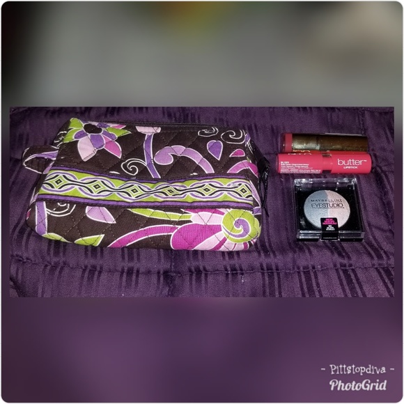 Vera Bradley Handbags - Vera Bradley Purple Punch Cosmetic Bag with Extras